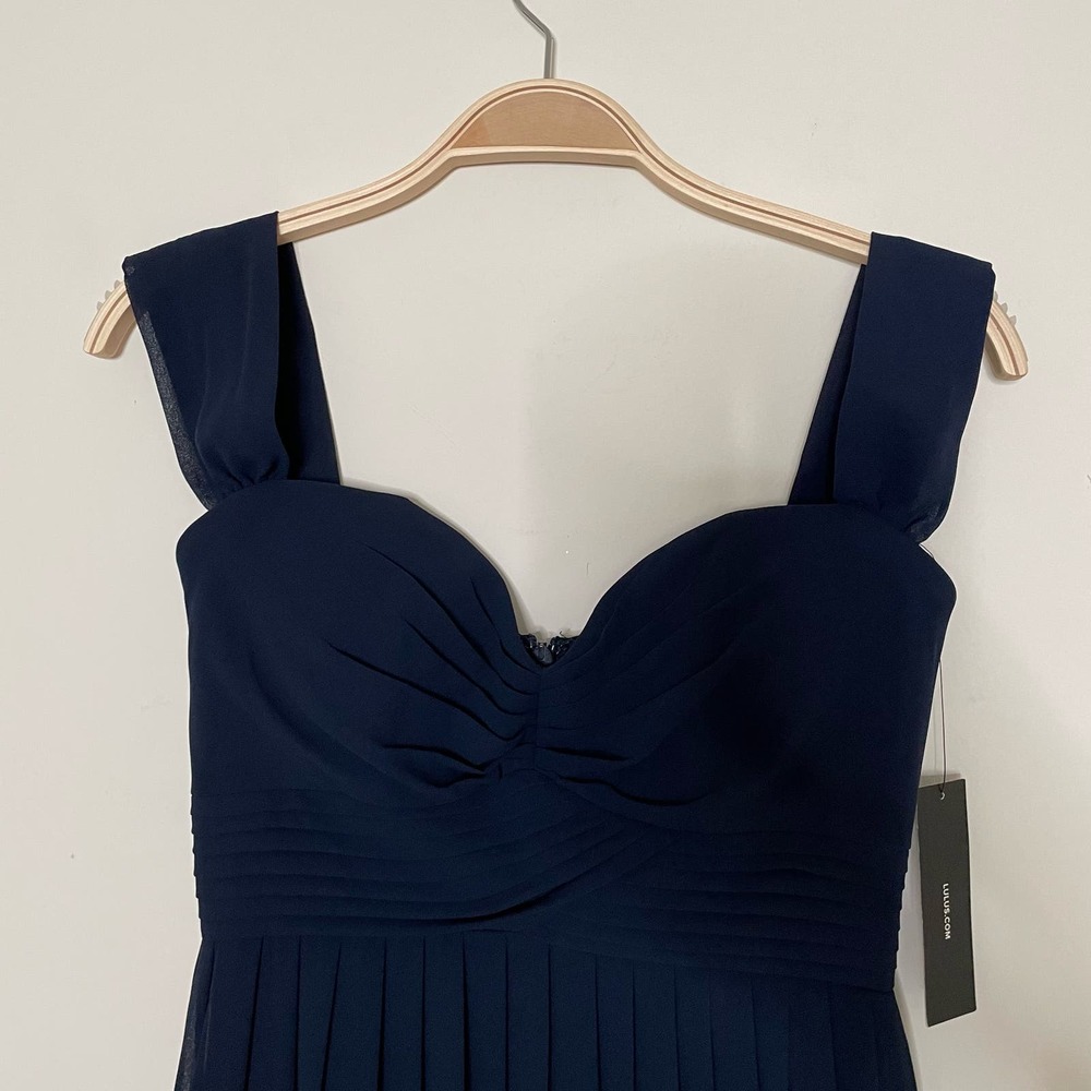 NWT Lulus Harmonious Navy Blue Off the Shoulder Maxi Dress‎ XS - Picture 6 of 11